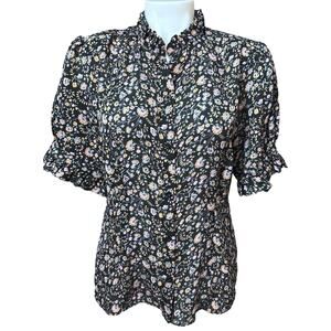 Selkie Black and White Puff Sleeve Blouse